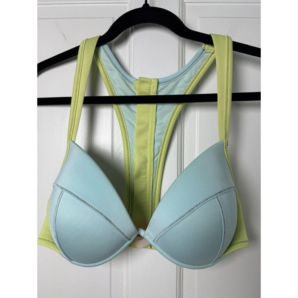 Victoria’s Secret Women’s Razorback Blue & Green Bikini Swimsuit Top Size 34DD